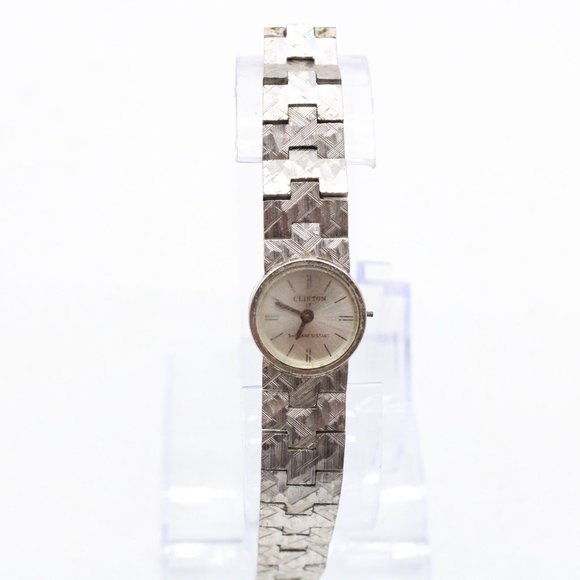 Vintage CLINTON Watch Womens Silver Tone Stainless Steel Classic Retro Dial - Picture 1 of 9